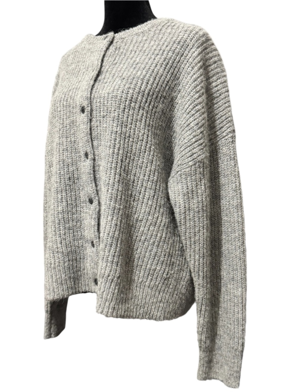 Jenni Kayne Hayes Crewneck Alpaca Wool Button Up Cardigan Sweater Large Gray - Picture 6 of 9